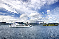 Cruise ship in Marlborough Sounds