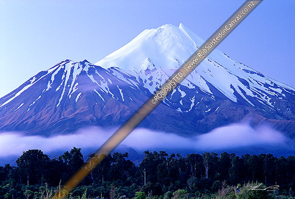 Photo of Mount (Mt) Taranaki after dusk, Taranaki, Stratford, Taranaki Region, New Zealand (NZ)